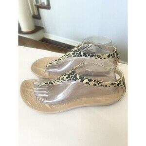 Crocs Women 10 Sexi Serena Sandals Shoes Leopard Flip Flop Thong Slingback Flats